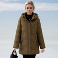 Damen modische gesteppte Winterjacke mit Kapuze und großen Taschen