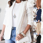 Damen Elegant geschnittene Blazerjacke mit Puffärmeln und stilvollen Taschen R&B