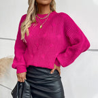 Damen Grobstrickpullover mit auffälligem Wellenmuster