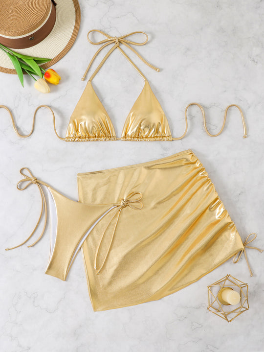Damen Triangel-Bikini mit raffiniertem Wickelrock R&B