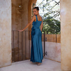 Damen Elegantes Maxikleid mit schmalen Trägern und seitlichem Schlitz R&B