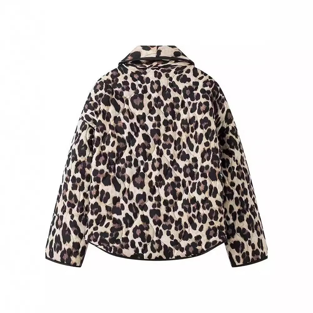 Damen Modische Leopard-Jacke mit eleganten Paspeldetails R&B