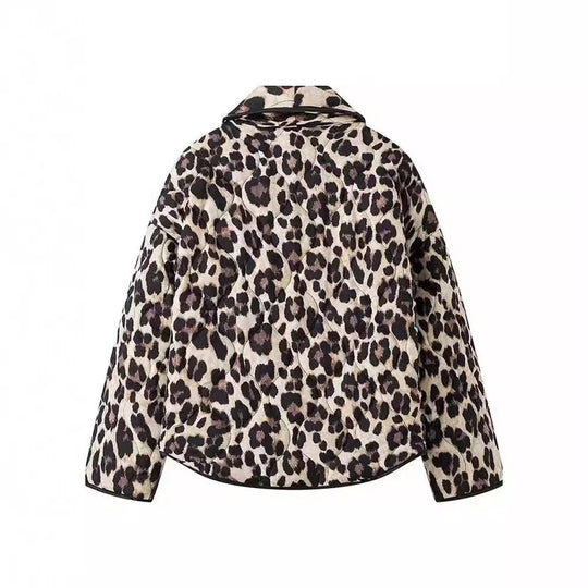 Damen Modische Leopard-Jacke mit eleganten Paspeldetails R&B