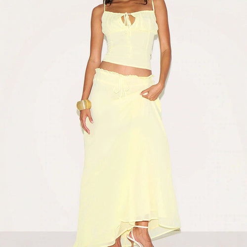 Damen Maxikleid mit verstellbaren Spaghettiträgern und raffiniertem Wickeldetail R&B