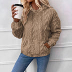 Damen Flauschiger Hoodie mit Kängurutasche R&B