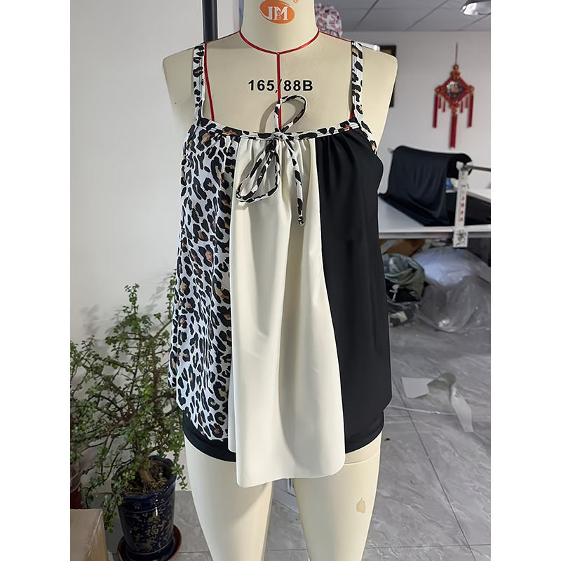 Damen Tankini mit modischem Leoparden-Design und edlen Elementen R&B