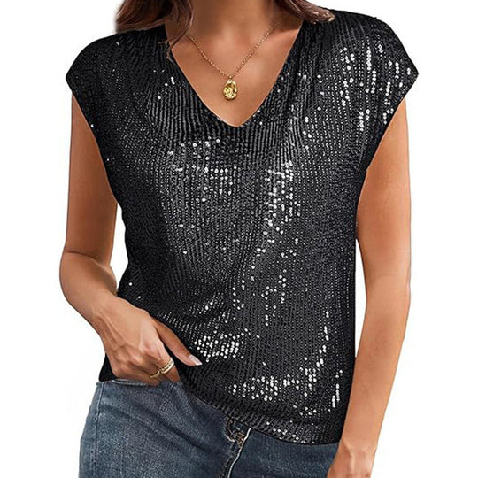 Damen Glamouröses Pailletten-Oberteil R&B