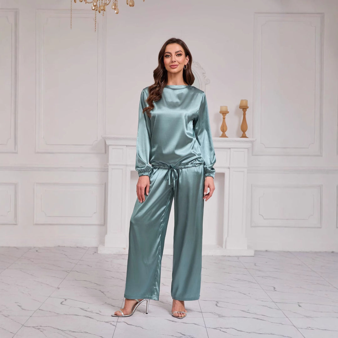 Damen Satin Freizeitanzug mit weitem Schnitt und eleganten Details R&B
