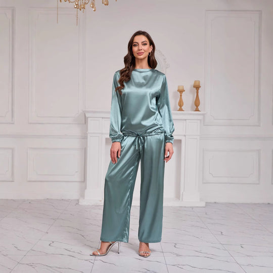 Damen Satin Freizeitanzug mit weitem Schnitt und eleganten Details R&B
