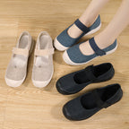 Damen nan komfortabler Strick-Riemchen-Ballerina mit verstellbarem Klettverschluss und flexibler Gummilaufsohle R&B