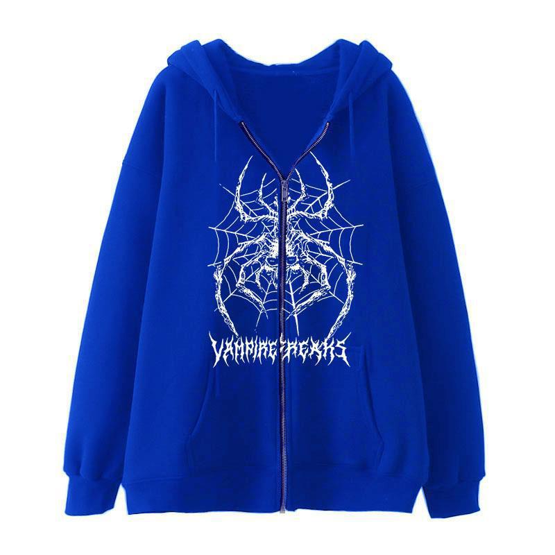 Damen Langarm Kapuzenjacke mit detailreichem Spinnenmotiv R&B
