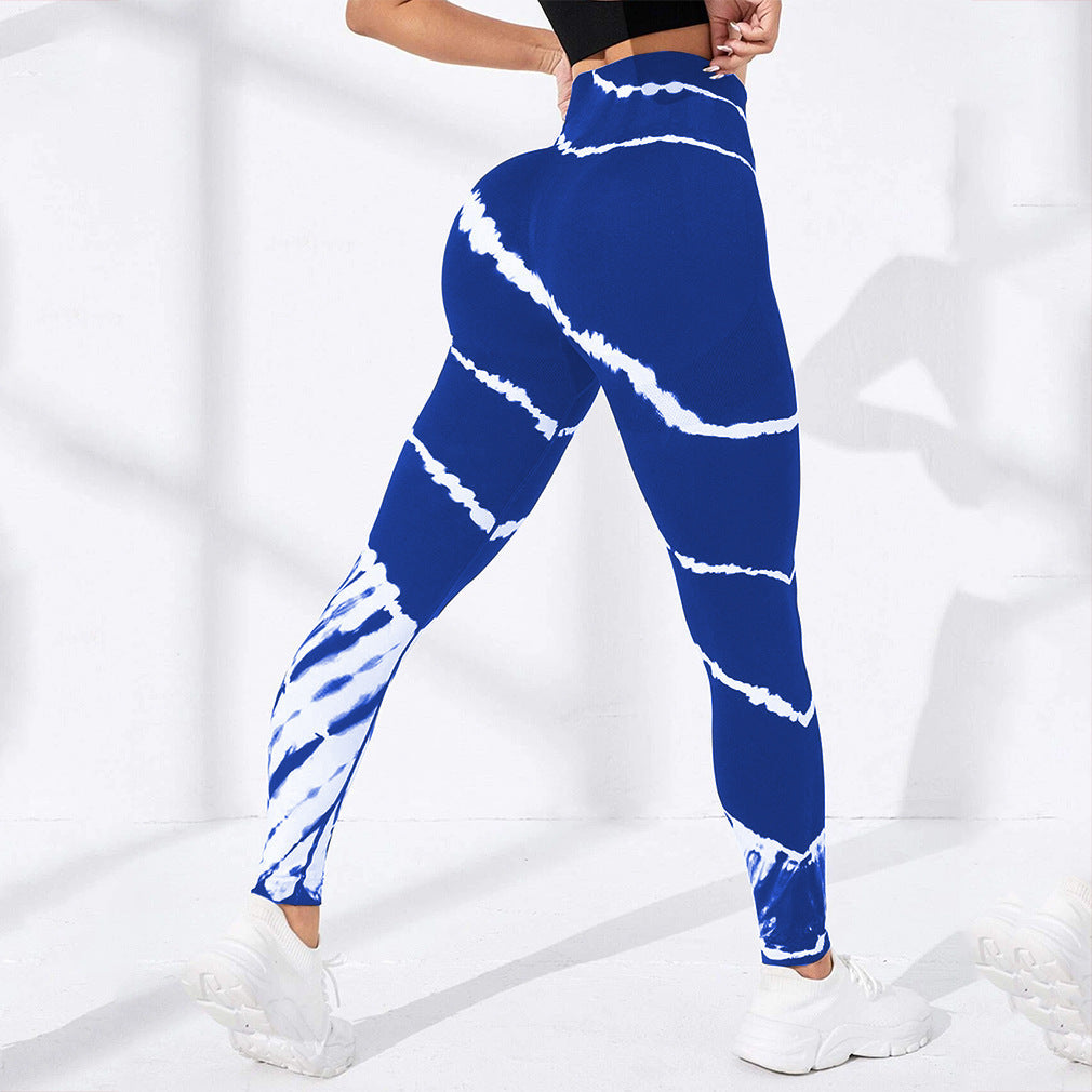 Damen Sportliche Hochbund-Leggings mit auffälligem Tie-Dye-Muster R&B