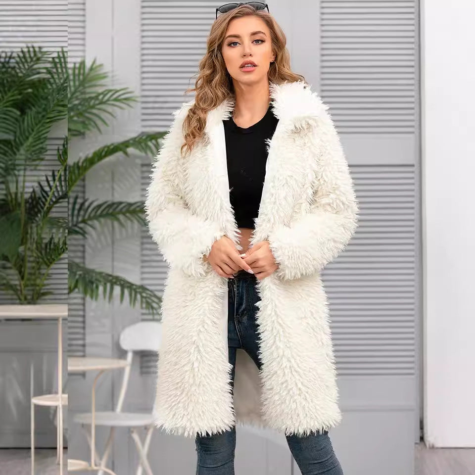 Damen Flauschiger Langmantel mit stilvollem Schnitt R&B