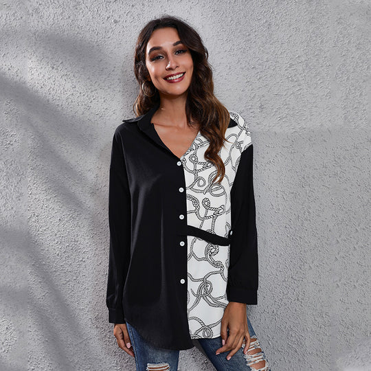 Damen Karierte Bluse mit asymmetrischem Schnitt und modischem Kragen R&B