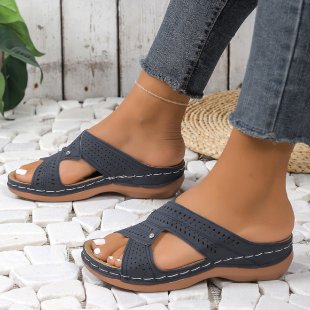 Damen Komfortable Riemchen-Sandalen mit atmungsaktiver Oberflächenstruktur R&B