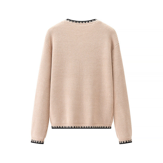 Damen Strickjacke mit feiner Rippstruktur und modischem Kontrastabschluss R&B