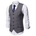 Herren elegante Weste im klassischen Herringbone-Design mit praktischen Taschen R&B