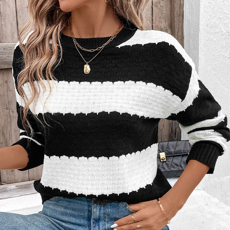 Damen gestreifter Strickpullover R&B