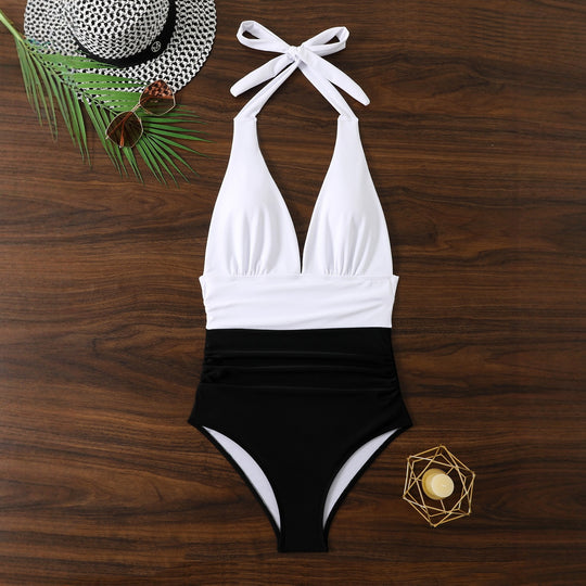 Damen Eleganter Halterneck-Badeanzug mit modischem Schnitt R&B