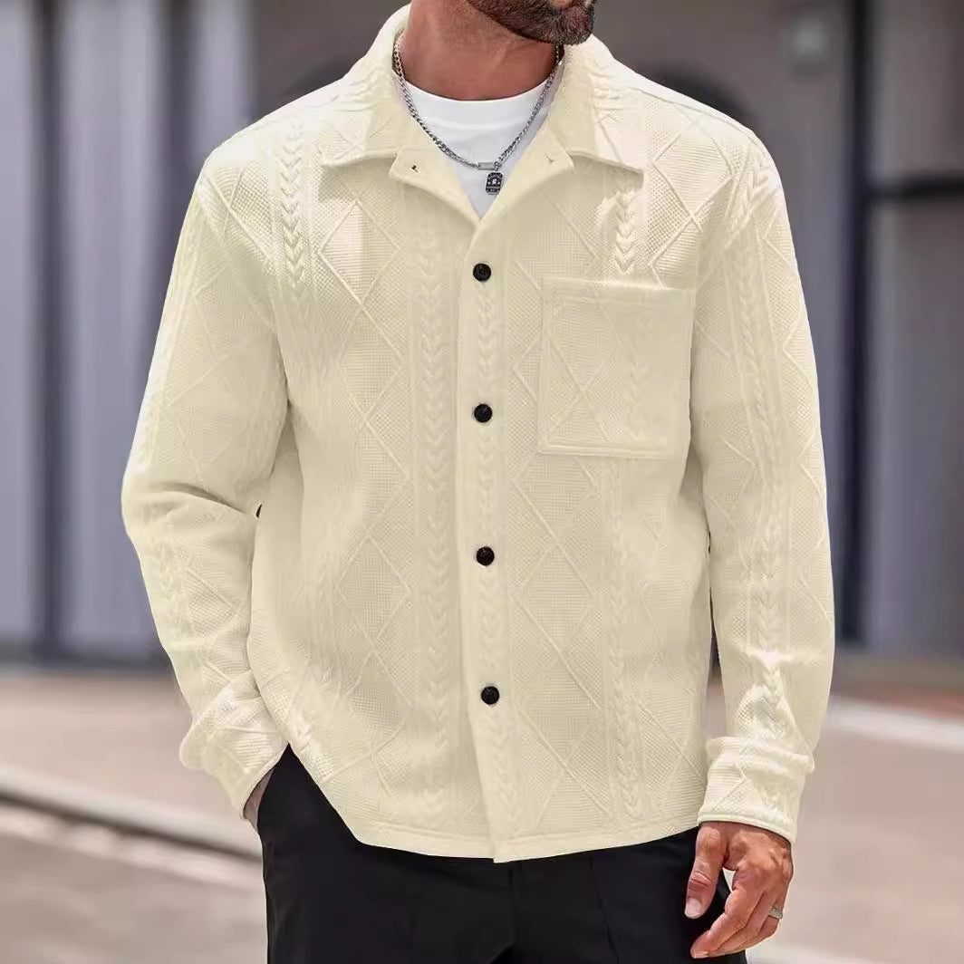 Herren Strickhemd mit modernem Design und strukturiertem Gewebe R&B