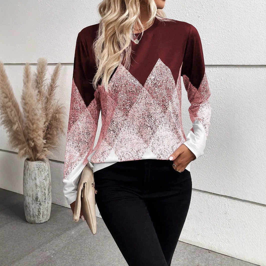 Damen Langarmshirt mit modernem geometrischem Muster R&B