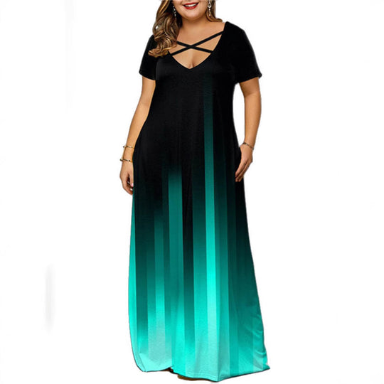 Damen Maxikleid mit stylischem Kreuz-Hals-Ausschnitt R&B