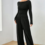 Damen Lässiges Oberteil und weite Hose Set R&B