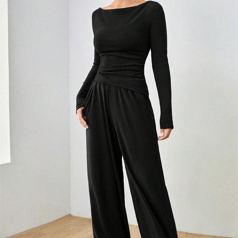 Damen Lässiges Oberteil und weite Hose Set R&B