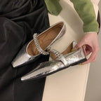 Damen elegante Ballerinas mit dekorativem Strassriemen R&B