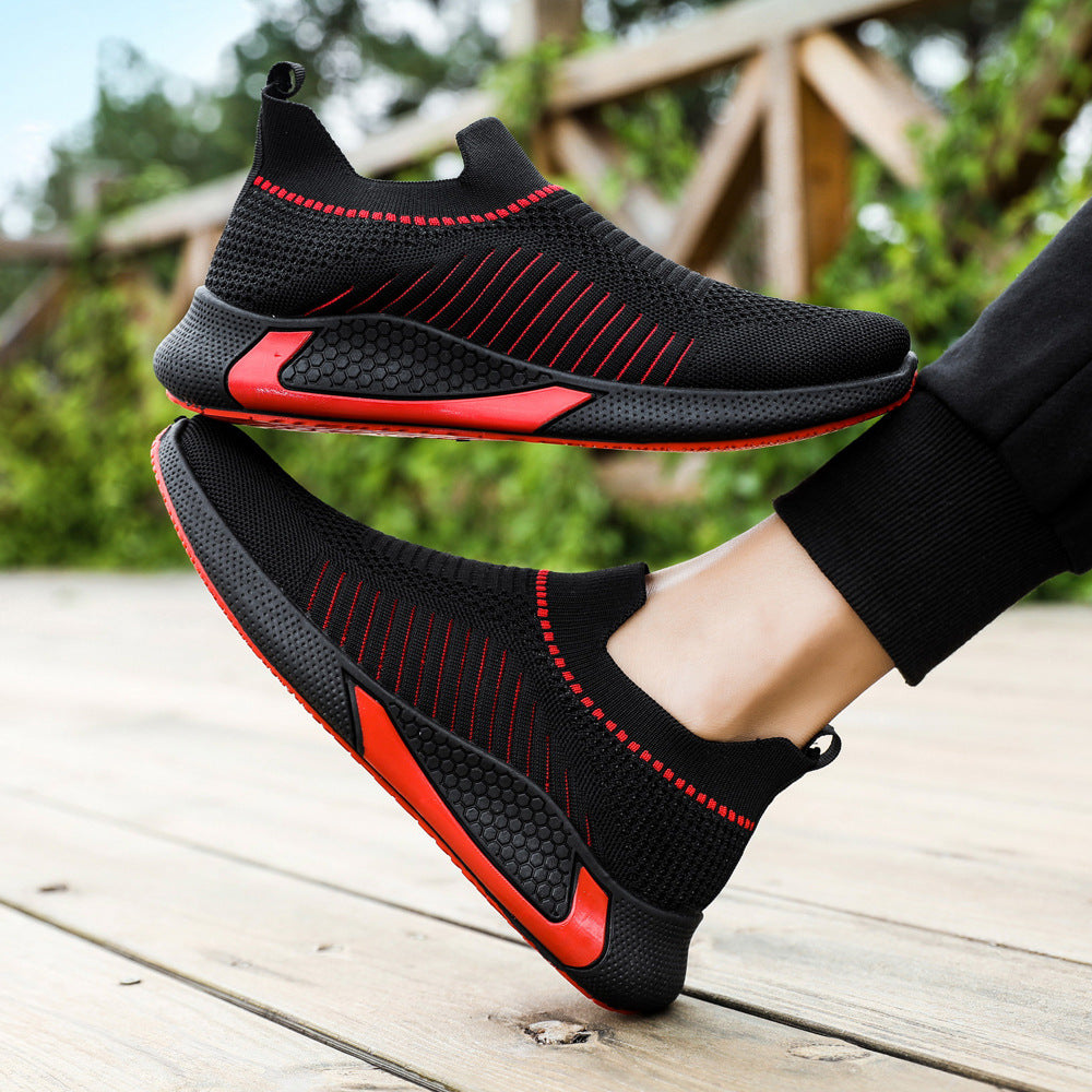 Damen Sportliche Slip-On Sneakers mit atmungsaktiver Strickoberfläche und flexibler Sohle R&B