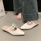 Damen flache Mules mit dekorativen Schleifen R&B