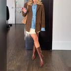 Damen lässige Wildlederjacke mit oversized Schnitt R&B