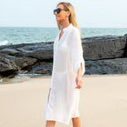 Damen Leichtes Strandhemd mit langer Knopfleiste R&B