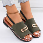 Damen Slingback Sandalen mit dekorativem Riemen und rutschfester Sohle
