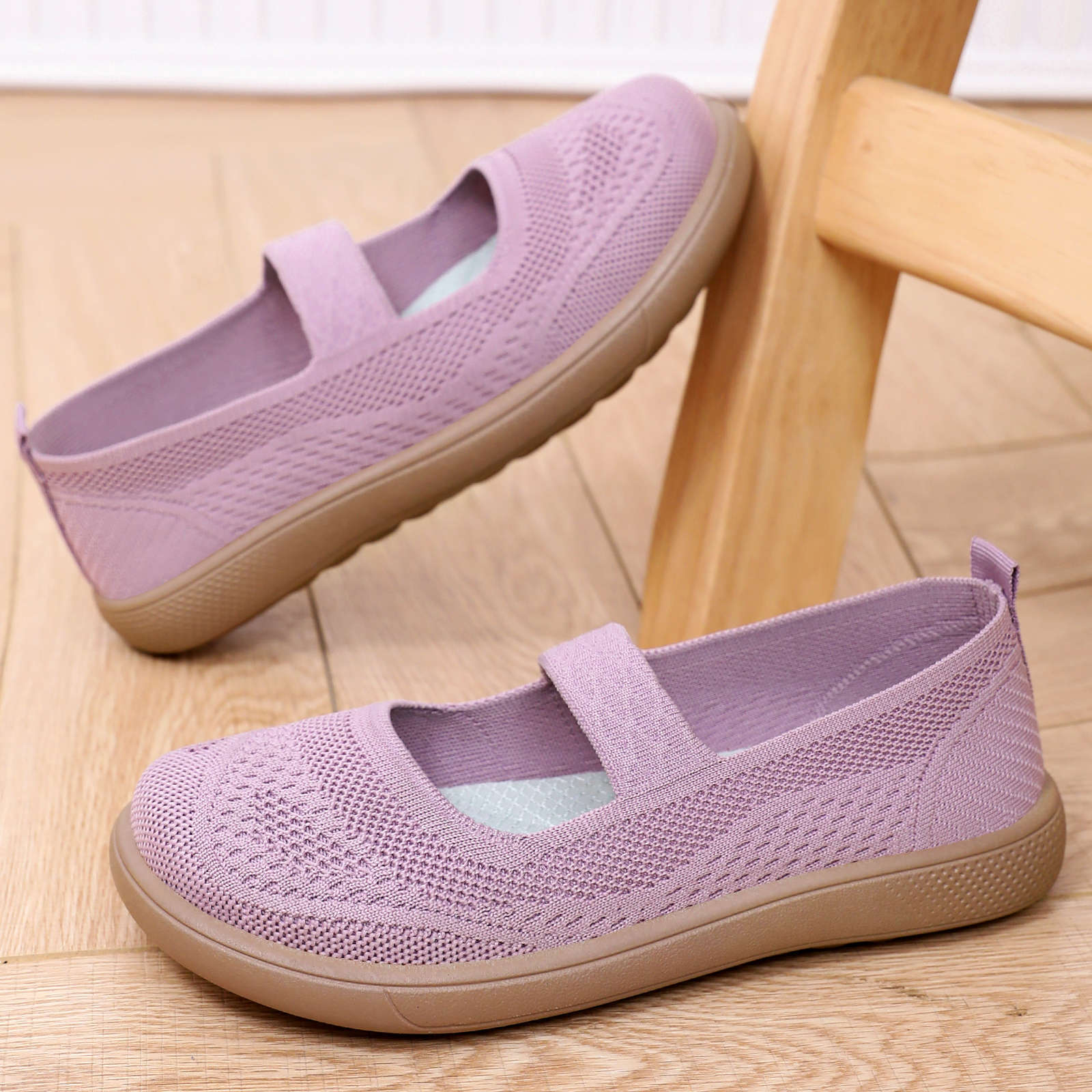 Damen Bequeme Slipper mit elastischem Riemen und atmungsaktivem Obermaterial R&B