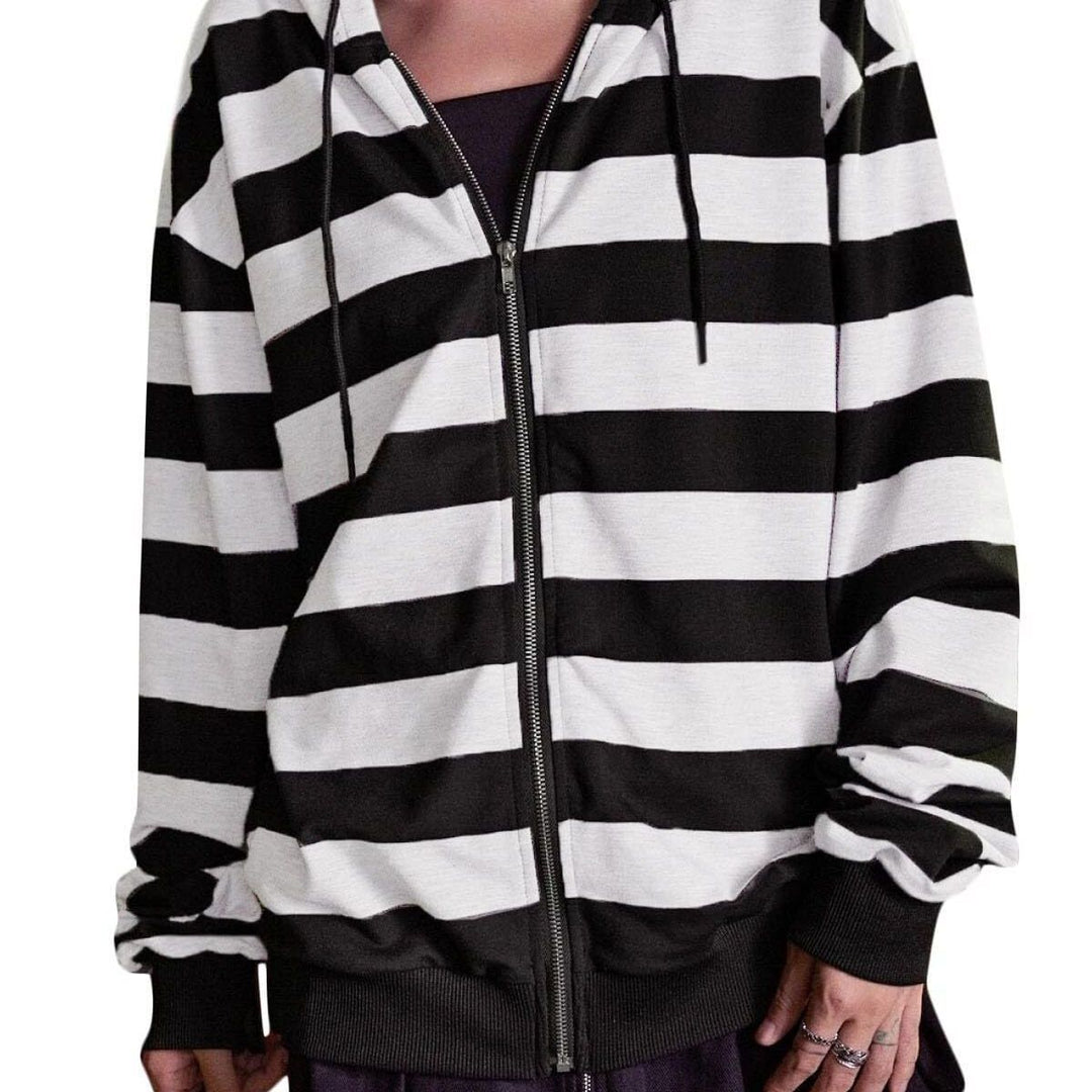 Damen Streifen-Hoodie mit Reißverschluss und lässigem Schnitt R&B