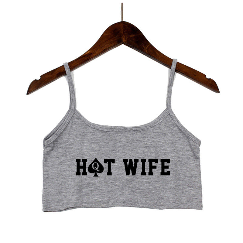 Damen Crop-Top mit modernen Schriftzügen und verstellbaren Trägern R&B