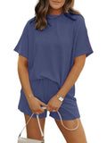 Damen lässiger Lounge-Set mit sportlichem Design und Kurzarm R&B