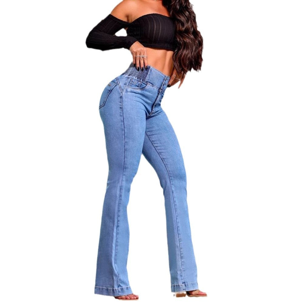 Damen Hochtaillierte Bootcut-Jeans mit streckendem Schnitt R&B
