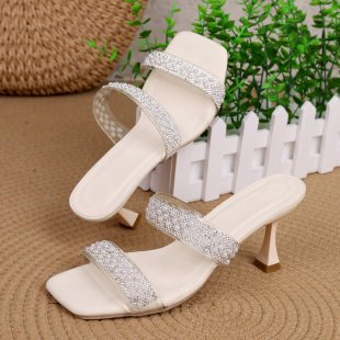 Damen elegante Slingback-Sandalen mit glitzernden Riemen R&B