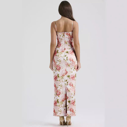 Damen Blumenkleid mit tailliertem Oberteil und schwingendem Saum R&B