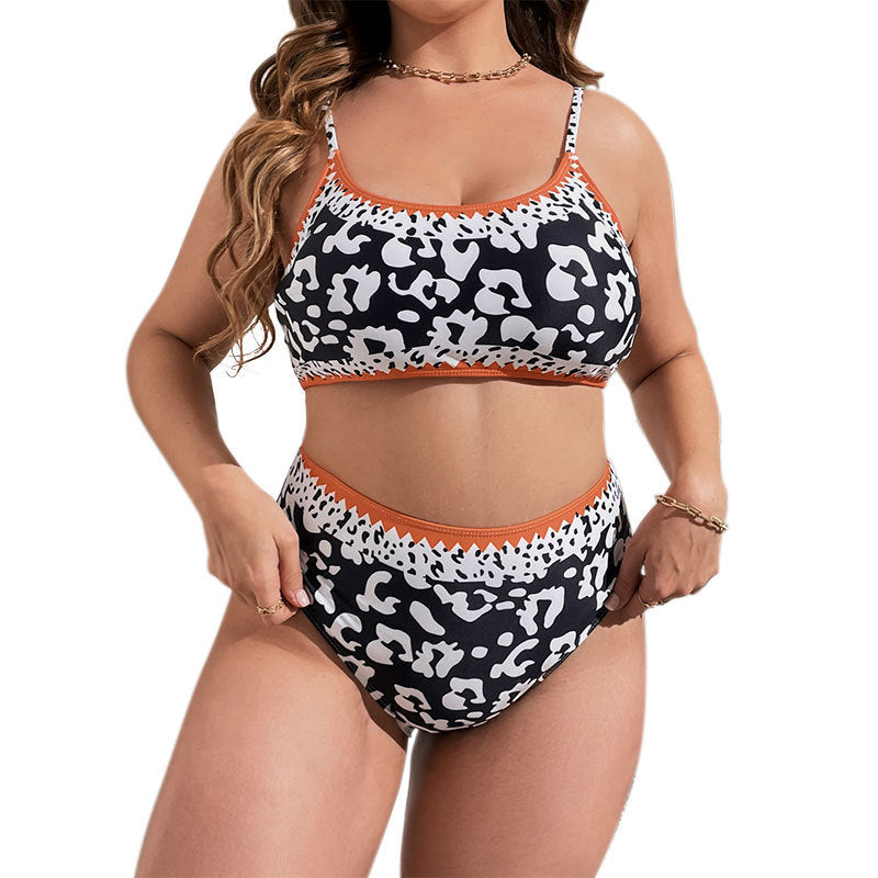 Damen Hochtaillierter Bikini mit animalischem Muster und sportlichem Design R&B