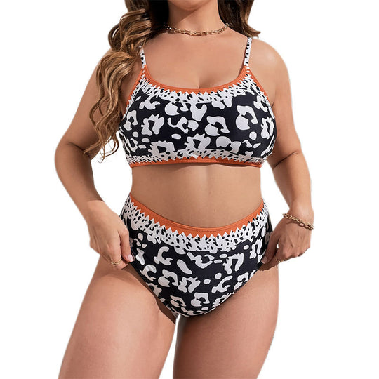 Damen Hochtaillierter Bikini mit animalischem Muster und sportlichem Design R&B