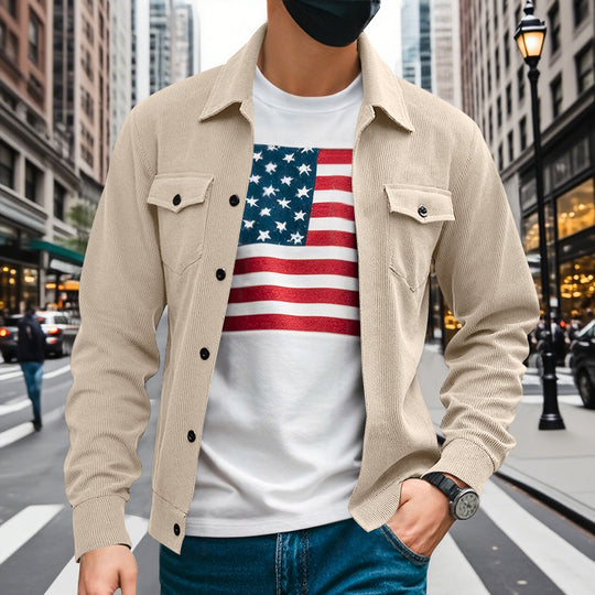 Herren lässige Oberhemdjacke mit funktionalen Taschen und strukturiertem Design R&B