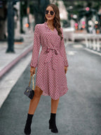 Damen Wickelkleid mit elegantem Muster und Taillengürtel R&B