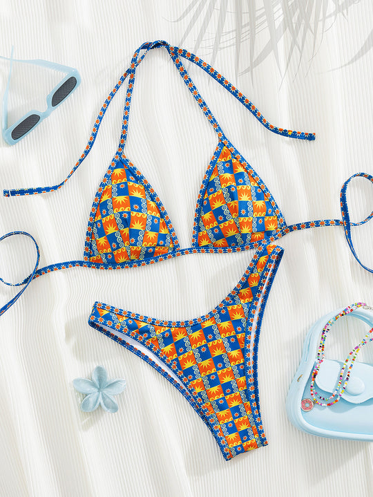 Damen Triangel-Bikini mit aufregendem Streifen-Design R&B