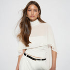 Damen elegantes Top mit transparenten Flügel-Ärmeln R&B
