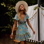 Damen Wickelkleid mit floralem Design und Rüschendetails R&B