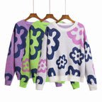 Damen Großer Strickpullover mit verspielt floralem Design R&B