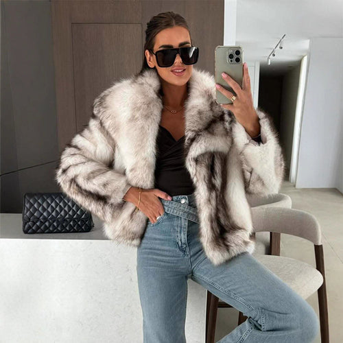 Damen elegante Kunstfelljacke R&B